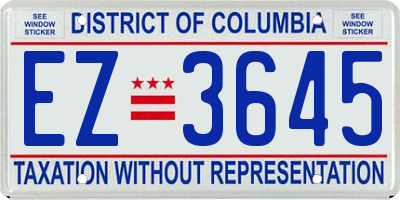 DC license plate EZ3645