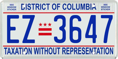 DC license plate EZ3647