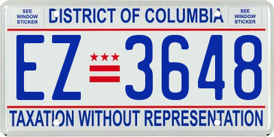 DC license plate EZ3648