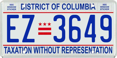 DC license plate EZ3649