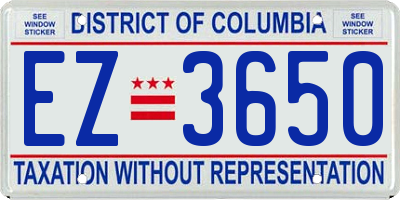 DC license plate EZ3650