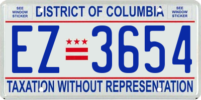 DC license plate EZ3654