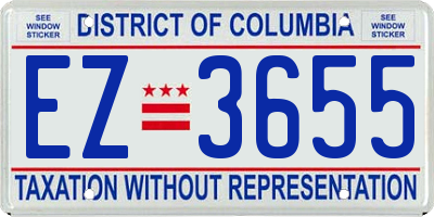 DC license plate EZ3655