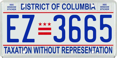 DC license plate EZ3665