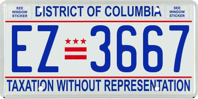 DC license plate EZ3667