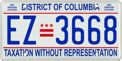 DC license plate EZ3668