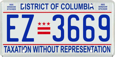 DC license plate EZ3669