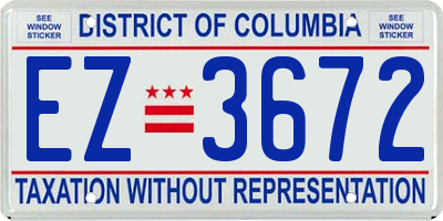 DC license plate EZ3672