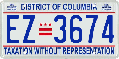 DC license plate EZ3674