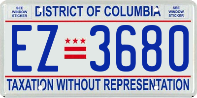 DC license plate EZ3680