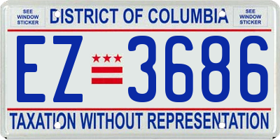 DC license plate EZ3686