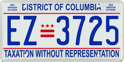 DC license plate EZ3725