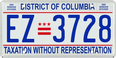 DC license plate EZ3728