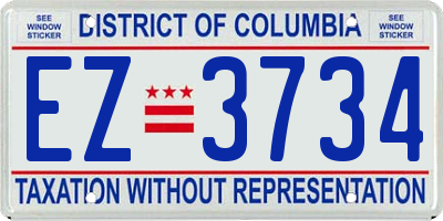 DC license plate EZ3734