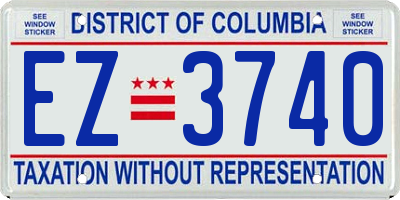 DC license plate EZ3740