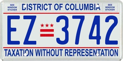 DC license plate EZ3742