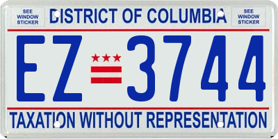 DC license plate EZ3744