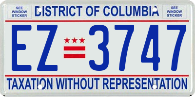 DC license plate EZ3747