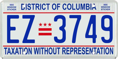 DC license plate EZ3749