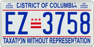 DC license plate EZ3758