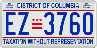 DC license plate EZ3760