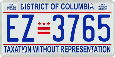 DC license plate EZ3765