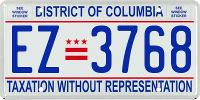 DC license plate EZ3768