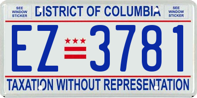 DC license plate EZ3781