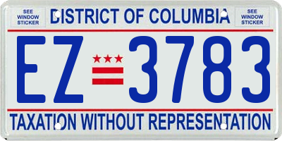 DC license plate EZ3783