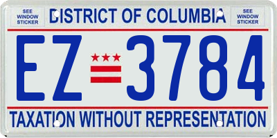 DC license plate EZ3784