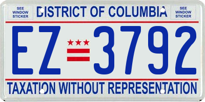 DC license plate EZ3792