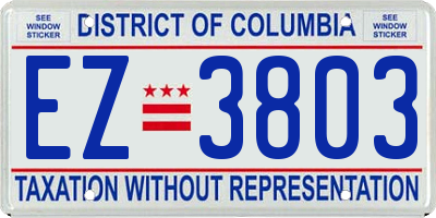 DC license plate EZ3803