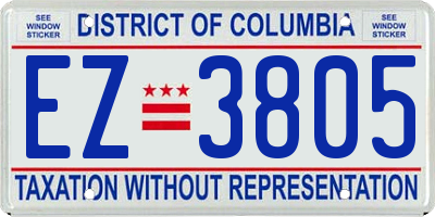 DC license plate EZ3805