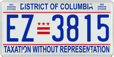 DC license plate EZ3815