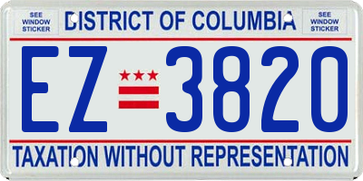 DC license plate EZ3820