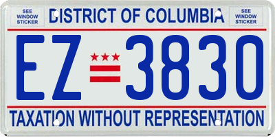 DC license plate EZ3830