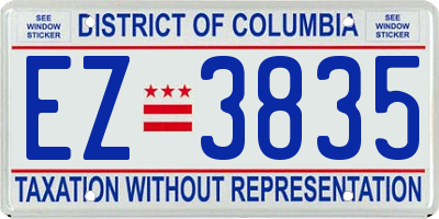 DC license plate EZ3835