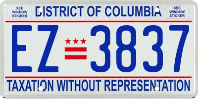 DC license plate EZ3837