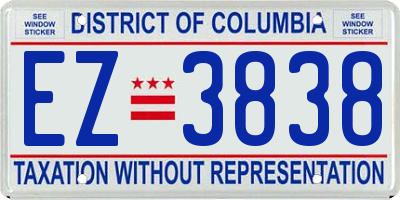 DC license plate EZ3838