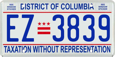 DC license plate EZ3839