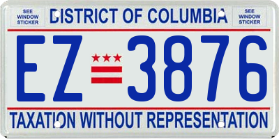 DC license plate EZ3876