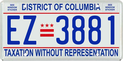 DC license plate EZ3881