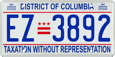 DC license plate EZ3892