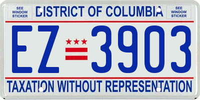 DC license plate EZ3903