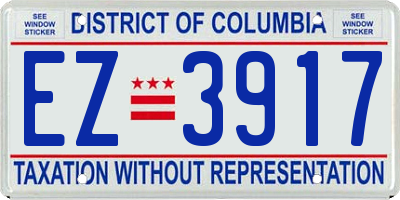 DC license plate EZ3917