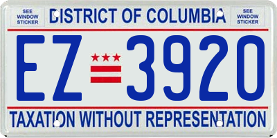 DC license plate EZ3920