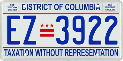 DC license plate EZ3922