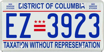 DC license plate EZ3923