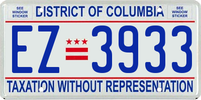 DC license plate EZ3933