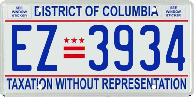 DC license plate EZ3934